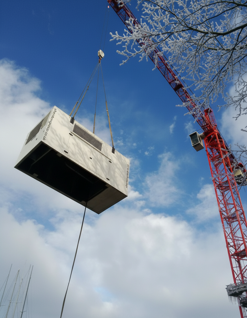 Generator installation on an icy day.